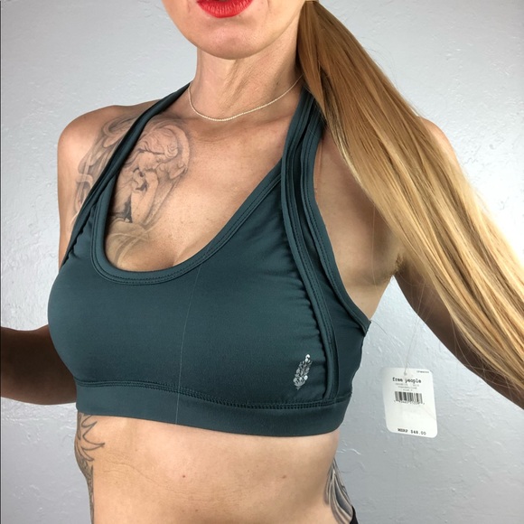 FREE PEOPLE Green NWT Sports Bra w/Mesh Detail XS - Picture 6 of 12